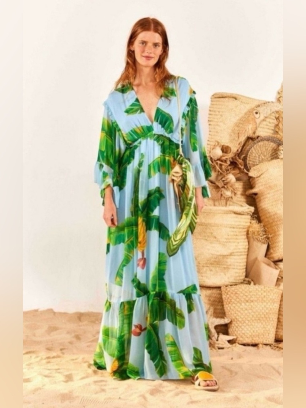NWT Farm Rio Fresh bananas maxi dress